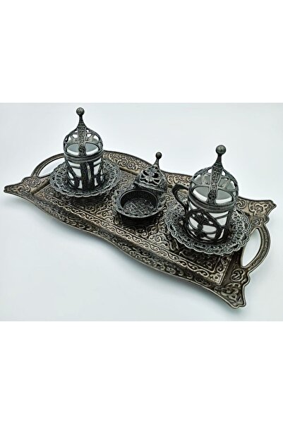 E orient 2-Person Coffee Set Cast Iron Turkish Coffee Set with Ottoman Motifs