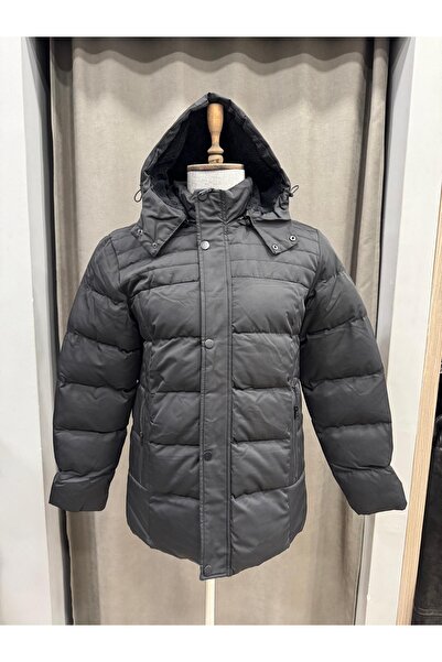 BIGAZZI SİYAH KAPŞONLU ERKEK MONT