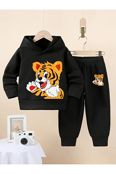 KTT TEKSTİL Çocuk Gri Renk Kapüşonlu Uzun Kol Alt Üst Takım