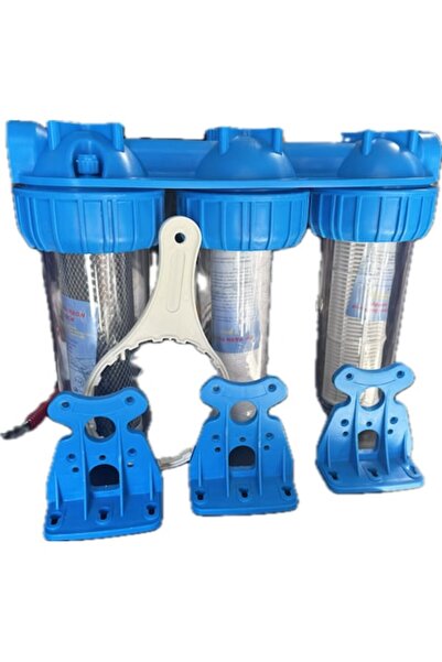 OEM Triple water filter 10"X 1" (inlet/outlet) —with cartridges included cotton, sieve, activated carbon