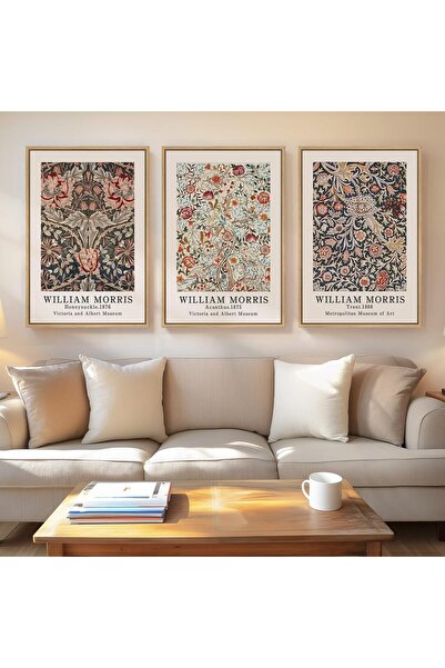 ALAYRA International مجموعة كبيرة من 3 لوحات فنية جدارية من ويليام موريس - قم...