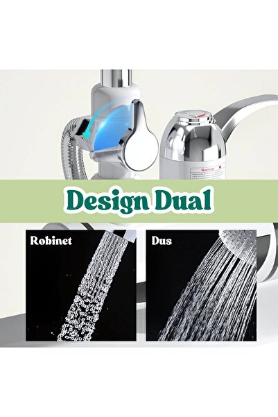 AriDam Robinet Electric AriDam® Montaj Pe Perete Cu Functie Dus - Putere 3000W, Pipa Pivotanta 180°