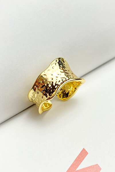 roshel Steel Wide Ring Patterned Ring Adjustable