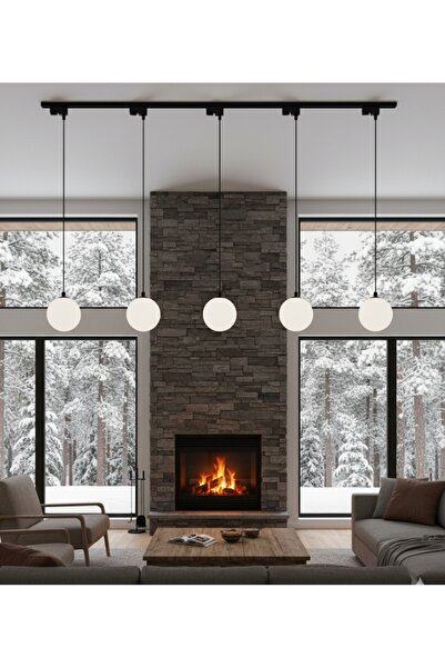 demet habek mylights 2 Metre Siyah Alimünyum Ray Opal Beyaz Top Cam 5’li Mode...