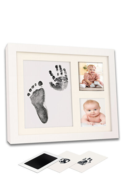 Moky Design Bebek El Ayak İzi Seti, Temassız Mürekkep Baskı Kiti Jumbo Boy ve Yenidoğan Hediye Anı Çerçevesi