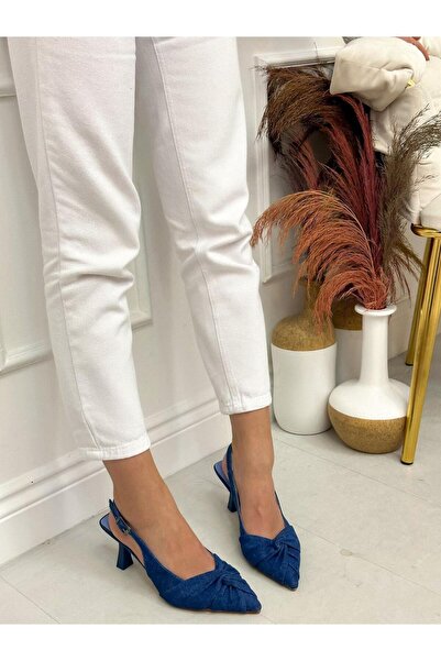 BerilinButiği Denim Blue (Ribbon) Bow Detail Women's Stiletto