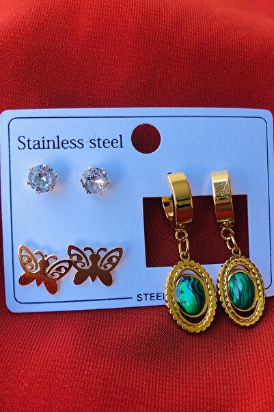 Marka Set of 3 Women's Steel Earrings