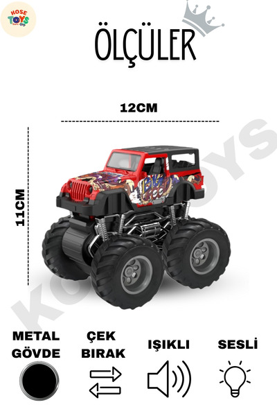 kosetoys Metal Jeep Friction Powered Lighted Musical Off Road Car 12 cm