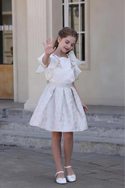 Alesaei-mondo tondo Girls' blouse with ruffled sleeves and a round neck, 7135