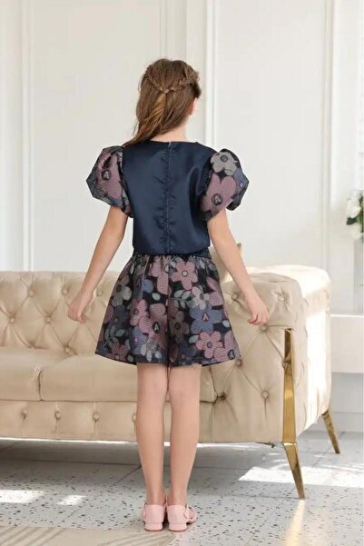 Alesaei-mondo tondo Navy blue floral blouse 7245