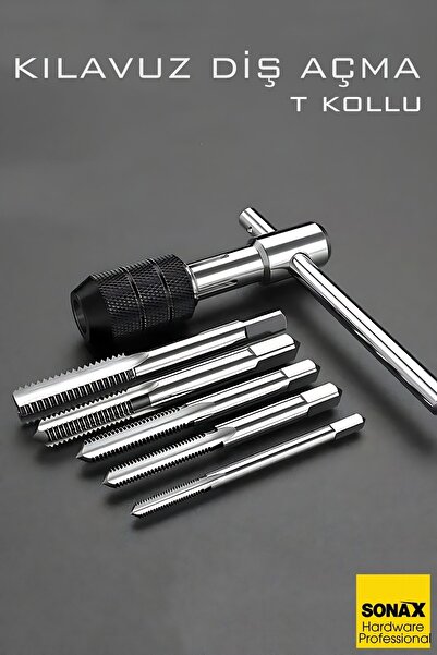 Transformacion 6'lı Diş Açma Kılavuz Seti – T-Kollu, Endüstriyel Çelik, M6-M12 Arası Dişli Matkap Ucu 722458