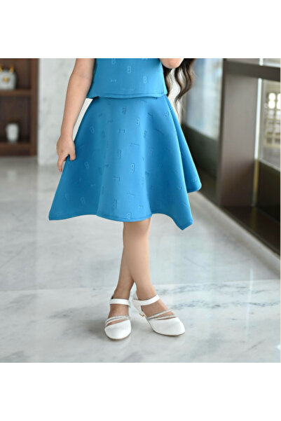 Alesaei-mondo tondo Girls' blue skirt 7059