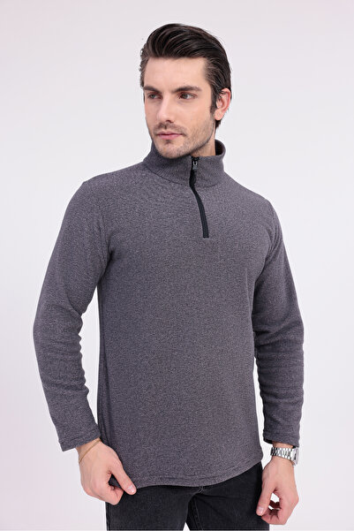 Firststops Hanorac pentru bărbați din fleece cu jumătate de fermoar, prune me...