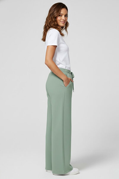 Superlife Women's Two Thread Comfortable Fit High Waist Wide Leg Pants Spr26Eak988