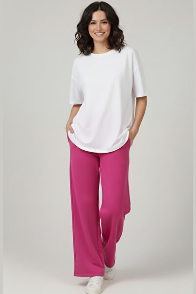 Superlife Γυναικείο παντελόνι με δύο κλωστές, άνετο και φαρδύ παντελόνι με ψηλόμεσο SPR26EAK988