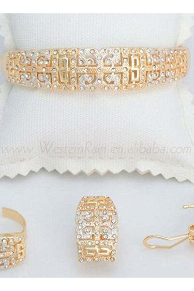 Generic Set Of 4 Crystal Gold Plated Bridal Necklace Jewellery