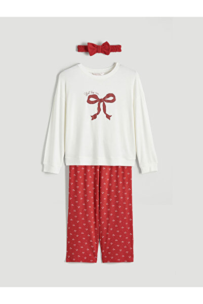 LC Waikiki Crew Neck Bow Printed Women's Pajamas