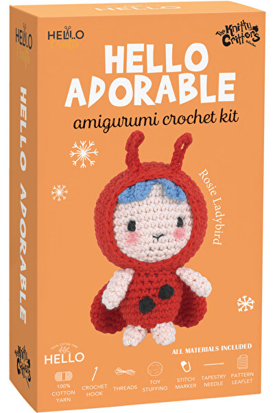 BALIM ÖRGÜ EVİ طقم حياكة أميجورومي صغير لطيف على شكل روزي ليدي بيرد 12 سم