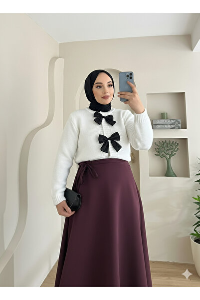 Blue Morpho Scuba Fabric Wrap Model Tied Skirt