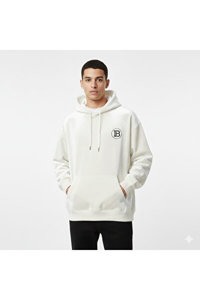 STITCH by MH Balmain White Velvet Logo Hoodie