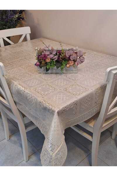 Başak Ev Tekstili Lace Edged 120X150 cm Pvc Oilcloth Erasable Square Lace Pattern Tablecloth