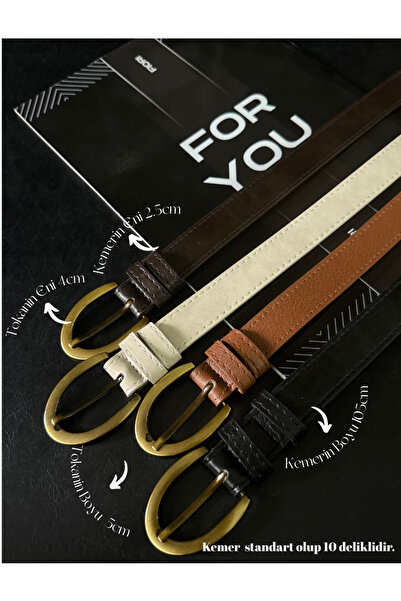 Fiori Women's Pants Belt with Oval Buckle, Coat Belt, Shirt Belt, Dress Belt