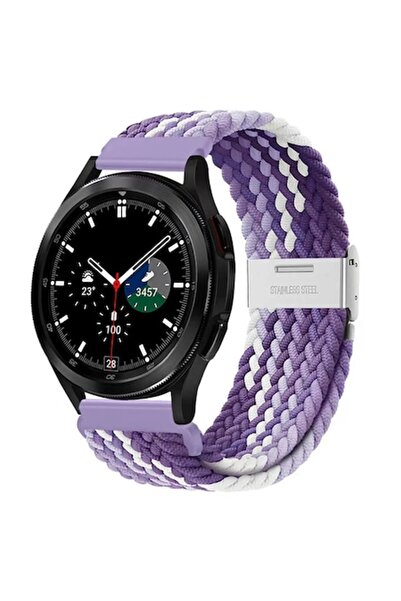 OEM Smartwatch strap, 22 mm width, adjustable, elastic textile material, nylon, purple/white