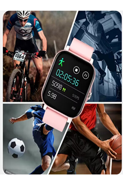OEM Sports smartwatch, 2 straps included (stainless steel + silicone), heart rate monitoring, notifications, PINK