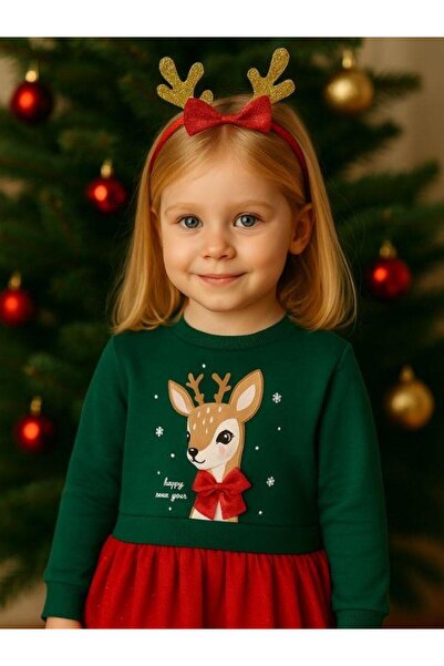 Zekids Girl's Christmas Themed Tulle Bow Dress