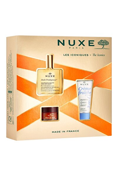Nuxe Gift Set: Huile Prodigieuse OR Oil 50ml + Creme Fraiche 30ml + Reve de Miel Lip Balm 15g