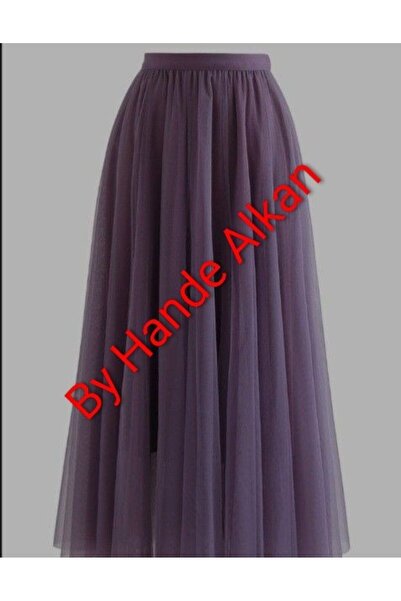 By Hande Alkan Fusta largi din șifon elastic pentru femei de mărime mare