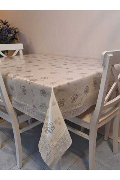 Başak Ev Tekstili Lace Edged 120X150 cm Pvc Oilcloth Erasable Floral Pattern Tablecloth