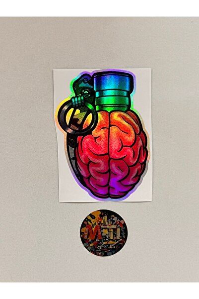sticker ملصق زجاجي على شكل قنبلة دماغية مقاس 10 × 6 سم للسيارة والدراجة النار...