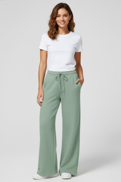 Superlife Women's Two Thread Comfortable Fit High Waist Wide Leg Pants Spr26Eak988