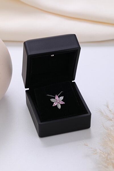 LOTUS JW Işıklı Kolye Kutulu Gümüş Zambak Çiçeği Kolye | 925 Ayar Gümüş Kolye