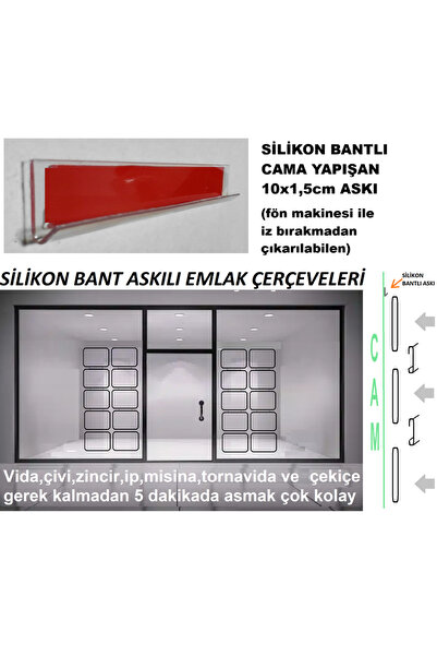 ETİKETLİK FİYATLIK PORTATİF EMLAK VİTRİN ÇERÇEVE - SİLİKON BANTLI 15ADET
