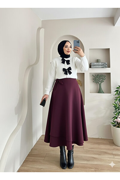 Blue Morpho Scuba Fabric Wrap Model Tied Skirt