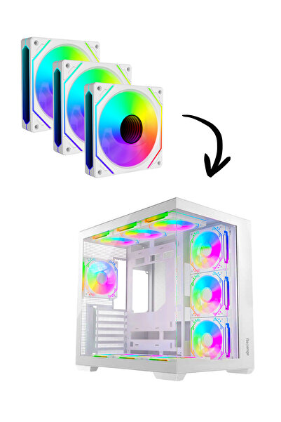 Revenge 3Pcs 6Pin Argb Fan Compatible with White Supernova Hexagon Mirrored Fan Set Connected to 6 Pin Controller
