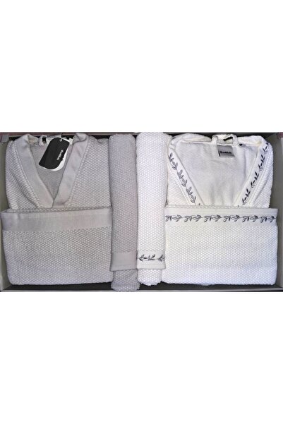 Özdilek Foglıa Gri-Beyaz Aıle Seti Nakışlı-2