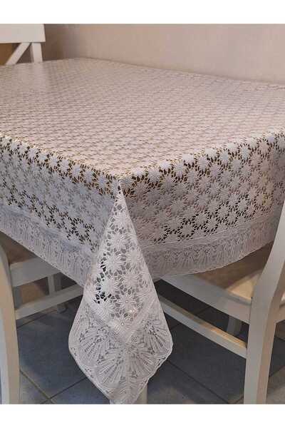 Başak Ev Tekstili Lace Edged 120X150 cm Pvc Oilcloth Erasable Daisy Pattern Tablecloth