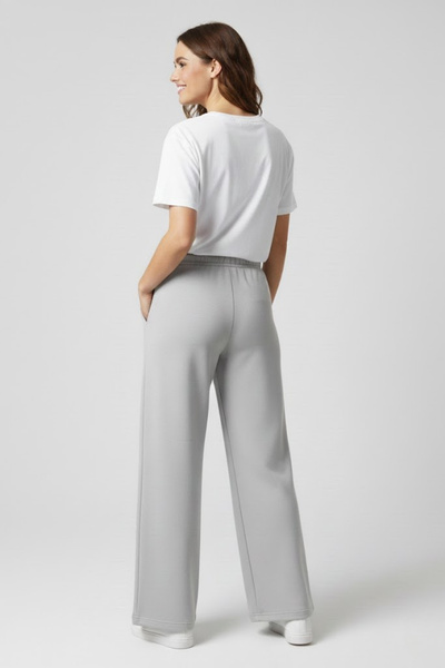 Superlife Women's Soft Lightweight Breathable Fabric Wide Leg Pants – Comfortable Fit – High Waist – Gray