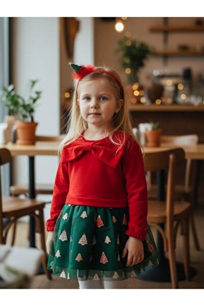 Zekids Girl's Big Bow Christmas Themed Crown Dress