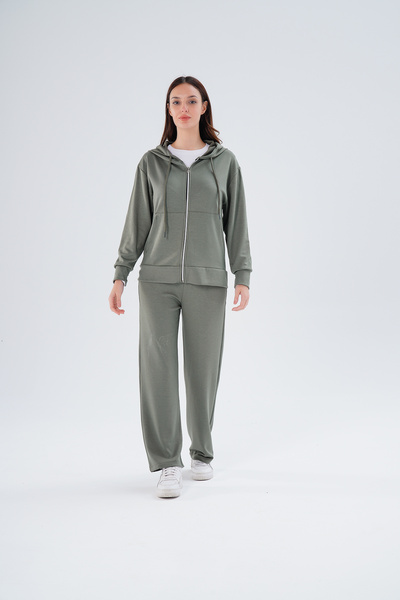 Melesh سترة نسائية موديل بغطاء رأس بسحاب أمامي، طقم مكون من بنطلون واسع الأرج...