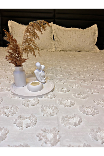 PEREN HOME Cuvertură de pat dublă cu ciucuri de calitate premium 250x250 cu 2...