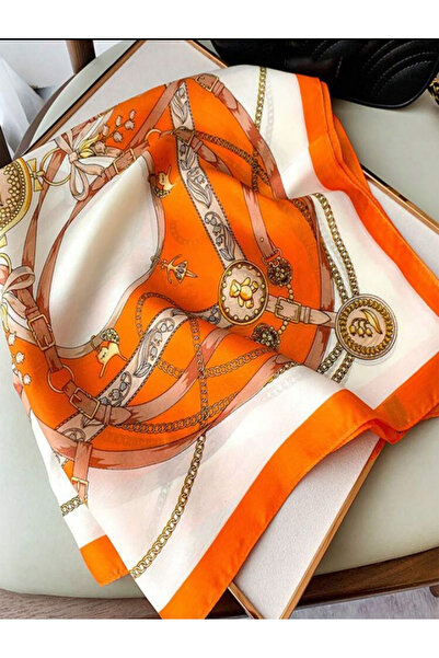 Zess store وشاح زيس الأنيق ذو اللون البرتقالي بنمط السلسلة البوهيمية