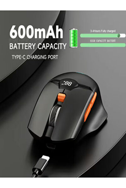 OEM Mouse wireless & Bluetooth, display LED baterie, mod dual 2.4G, silentios, 600mAh, Type-C, Negru