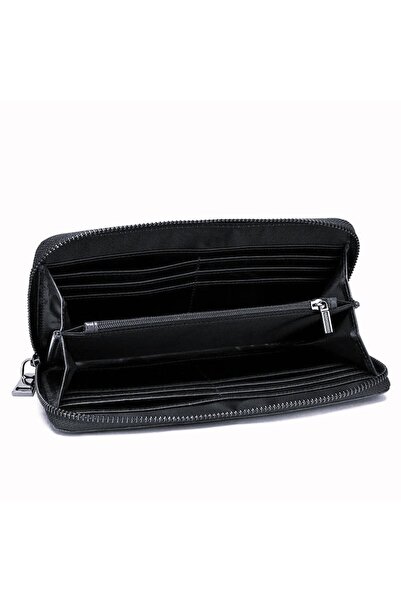 SWISSPN universal genuine leather wallet with crocodile print, black, 19.5x10.5x2 cm