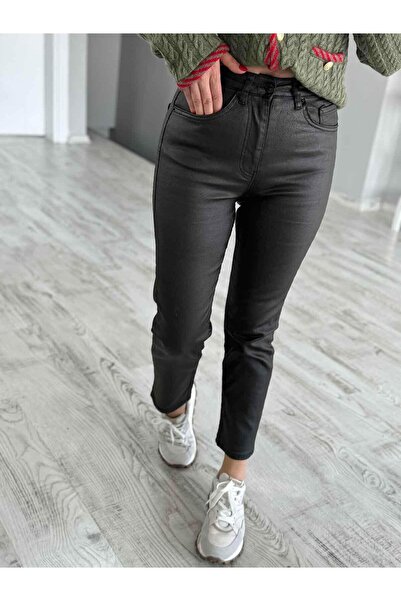 Ecenin Favorileri Dark Khaki Waxed Women's Trousers