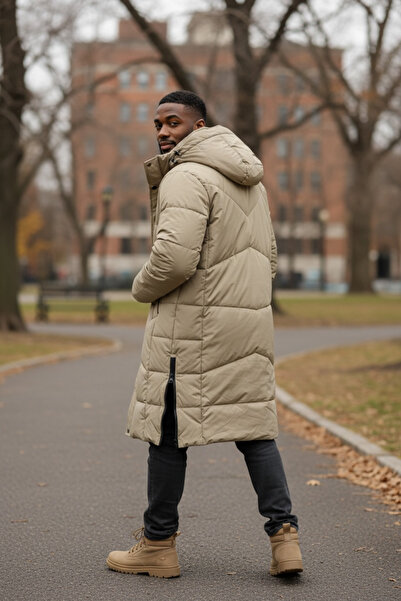 dehaine Men's long jacket, with side zippers, M25