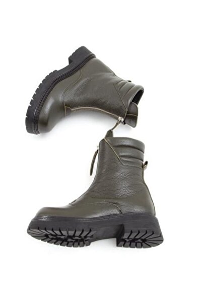 Tamer Tanca Kadın Hakiki Deri haki Casual Bot 39 numara